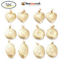 1pc Brass Locket Pendants Photo Frame Pendants for Necklaces Long-Lasting Plated Heart with Flower Real 18K Gold Plated 22.5x19.5x6mm Hole: 4x3mm 13.5x11mm Inner Diameter