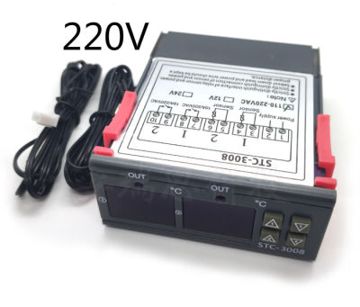 220V STC-3008คอมพิวเตอร์ดิจิตอลจอแสดงผลอัจฉริยะ Dual ควบคุม Thermostat อิเล็กทรอนิกส์ Dual Dual อุณหภูมิควบคุมอุณหภูมิแบบปรับได้สวิทช์