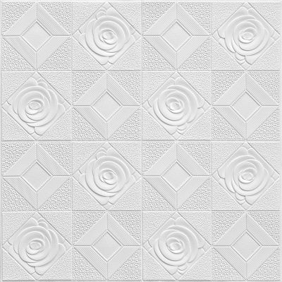 10Pcs 3D Self-adhesive Wall Sticker Wall Panel Ceiling Rose Pattern Waterproof Moisture-proof Foam Wallpaper Living Room Decor