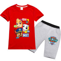 PAW PAtrol เด็กหญิงเด็กชายเสื้อยืดแขนสั้นผ้าฝ้ายกางเกงขาสั้นสำหรับเด็กใส่ได้ทั้งชายและหญิงชุดเสื้อผ้าท่อนล่างฤดูร้อนฤดูใบไม้ร่วง