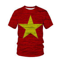 2023 newVietnam Flag Pattern 3d Printed T-shirt Mens Fashion Street Casual Sports Tee Shirt Male O-neck Tops