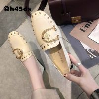 Womens Shoes 2022 New Small Leather Shoes Womens British Style Womens Shoes All-match Rivet Single Shoes Womens Flat Soft Leather Beanie Shoes