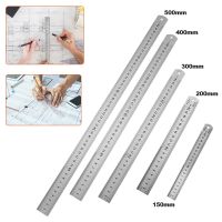 Stainless Steel Double Side Straight Ruler Metal Straight Centimeter Inche Scale Ruler Precision Measuring Tool 15/20/30/40/50Cm