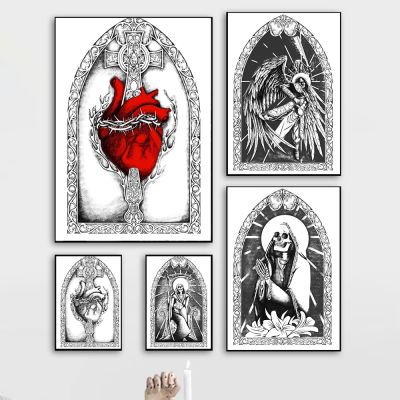 Red Archangel Saint Michael Christian Art โปสเตอร์ตำนาน Vintage ภาพวาดผ้าใบ Wall Home Decor - Sacred Heart Of Jesus Christ