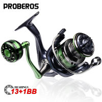 PROBEROS ปั่นรีล13 + 1BB 5.2:1อัตราทดเกียร์5-8กิโลกรัมสูงสุดลาก CNC ตื้น S Pool สำหรับน้ำจืดน้ำเค็มรอกตกปลารอก HFA