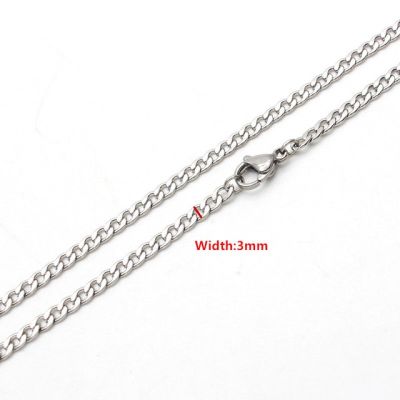JDY6H 50cm 60cm 70cm Figaro Link Chain Jewelry Classic Curb Necklace 3-6MM Stainless Steel Silver Color Chain for Men Women