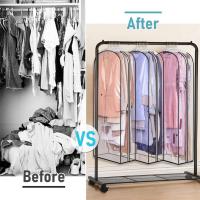 Clothes Dust Cover Transparent Waterproof Large Capacity Bedroom Closet Dress Bag Garment Storage Pouch Daily Use Wardrobe Organisers