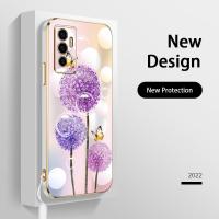 เคสสำหรับ Vivo โทรศัพท์ V23E S12 S10E 4G 5G V23 Y75 4G ดอกแดนดิไลออนและรูปผีเสื้อกรอบสี่เหลี่ยมเลนส์กล้องถ่ายรูปการป้องกันปลอกอ่อนส่งเชือกเส้นเล็ก