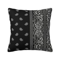 【LZ】 Cool Black And White Paisley Chicano Bandana Style Pillow Case Home Decor 3D Print Black And White Cushion Cover for Car