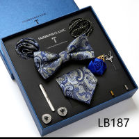 100 Silk Handmade 7.5cm Wide Tie Sets Blackbluered Mens Neck Tie Hankerchiefs &amp;Cufflinks&amp;Tie Clip With Pin In Box