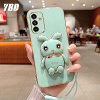 YBD2023เคสโทรศัพท์ป้องกันใหม่สำหรับ Samsung A14 A05S เคสกระต่ายน่ารักการ์ตูนฝาปิดแบบตั้งได้เคสโทรศัพท์นิ่มที่ป้องกันด้วยไฟฟ้าพร้อมสายคล้องฟรี