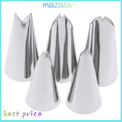 mazalan ชุด5 pcs ใบหัวฉีดสแตนเลสไอซิ่งท่อขนมเคล็ดลับสำหรับตกแต่งเค้ก