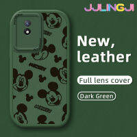 Jlingji เคสสำหรับ VIVO Y02 Y02A Y11 2023 Y01 Y11S Y30G กระแสแฟชั่นลายมิกกี้เมาส์ใหม่โทรศัพท์ดีไซน์ด้านข้างดีไซน์ใหม่หนังฝาครอบ Lensa Kontak กล้องบางป้องกันเคสกันกระแทก