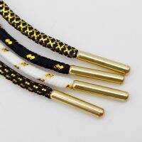 4 Colors Round Polyester Laces Gold Metal Laces Pointed Promotional Custom Double Twill Metal Cord Laces 0.45cm Width Shoelaces