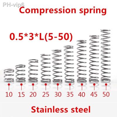 50pcs/lot 0.5x3x5/10/15/20/25/30/35/40/45/50mm spring 0.5mm stainless steel Micro small Compression spring
