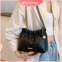 SHUIXINGZ จีบลายสก๊อต กระเป๋าทรงถัง จุได้มาก หนังพียู กระเป๋า Crossbody แฟชั่นสำหรับผู้หญิง ลำลองแบบสบายๆ ถุงใต้วงแขน ผู้หญิงผู้หญิงผู้หญิง