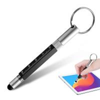 Metal Screwdriver Touch Screen Tool Pen Small Scale Keychain Mini Multifunction Ballpoint Pen Stylus 4 In 1 Pens Gift Accessory Stylus Pens