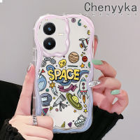 เคส Chenyyka สำหรับ VIVO Y22 Y22s การ์ตูนน่ารักดาวเคราะห์จักรวาลสีสันสดใสเคสโทรศัพท์โปร่งใสคลื่นเนื้อครีมกรอบป้องกันกล้องเคสซิลิโคนอ่อนชัดเจน