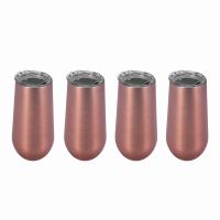 Stainless Insulated Wine Tumbler with Lid -Portable Egg Shape Cup Fashion Gift Cup-6 Oz ,Rose Gold (4 Pack)