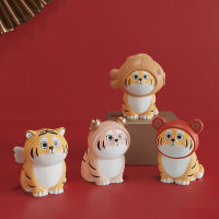 Kawaii Home Decoration Creative Mini Resin Tiger Statue Living Room Desktop Miniature Cute Tiger Figurine Car Interior Decor