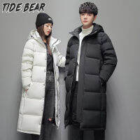 TIDE BEAR เสื้อกันหนาว ผชแจ๊กเก็ตกันหนาวแบบยาวฮู้ดหนาชุดนักเรียนสำหรับคู่รักผู้ชายและผู้หญิงเสื้อขนเป็ดแฟชั่นใหม่