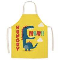 Cute Creative Dinosaur Net Pattern Childrens Hand Wiping Sleeveless Waist Linen Apron Kitchen Cooking Accessories фартук Mandil Aprons