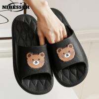 (ETX)ETXCartoon Bear Slippers Men Summer Flip Flops Mens Sandals Beach Slides Bathroom Slipper Non-Slip Soft Sandals Women Couple Shoes