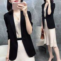 【S-5XL 】Women New Blazer Coat Ladies Office Wear Jackets Nine Points Sleeve Casual Tops Plus Size Work Wear Korean Slim-fit Tops