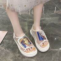 2022 new summer shoes graffiti mesh women Korean women Roman Velcro shoes