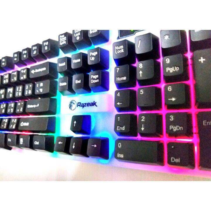 razeakราคาเบาๆ-keyboard-mouse-มีไฟรุ้งสวยๆเสียบใช้งานได้ทันที-ของแท้-combo-rkm-101-ฟรีแผ่นรองเม้าส์np-001