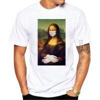 Cotton Mona Lisa With Men Tshirt Funny Masked Mona Lisa Printed Cool Graphic Tshirt Tee