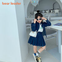 Bear Leader ชุดเสื้อผ้าคาวบอยลำลองสำหรับสำหรับเด็กผู้หญิง,ชุดสองชิ้นคอโปโลเสื้อเดนิม + กระโปรงมีจีบฤดูใบไม้ผลิฤดูใบไม้ร่วง