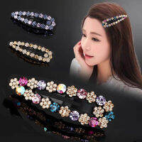 South Koreas Ins Temperament Simple Wild Color Geometric Rhinestone Bangs Hairpin Women Broken Hair