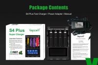 เครื่องชาร์จเปล่า Vapcell S4 Plus 3A Fast Charger รอบรับถ่านชาร์จ 1.2V-4.2V