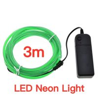 LED Neon Light Glow Flexible Strip Light Rope DIY Clothing Car Lights Decorative Light Flexible EL Wire 3V Battery Set