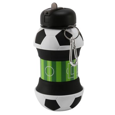 Football Sports Water Bottle Foldable Travel Bottles with Silicone for Camping Hiking Sports