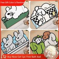 【SALES】 Super Absorbent Bath Mat Cartoon Dog Pattern Bathroom Mat Shower Room Rug Non-slip Bathtub Side Mats Diatom Mud Bath Carpet 러그