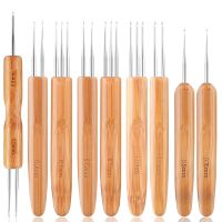 ☈∏ MIUSIE 1 Pc Bamboo Handle Dreadlock Crochet 0.5-3.0 mm 1-Hook 2-Hooks 3-Hooks Profeesional Knitting Needle Dreads Lock Needle