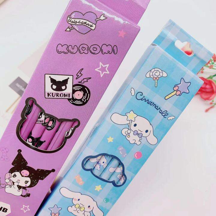 sanrio-ดินสอลายการ์ตูน-kawaii-melody-kuromi-cinnamoroll-60ชิ้นภาพวาดเด็กดินสอเครื่องเขียนขายส่ง