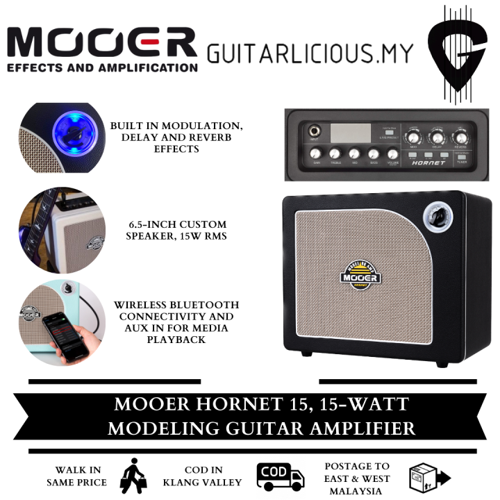 Mooer Hornet Black 15 , 15-Watt Modeling Guitar Amplifier ( DH01 / DH ...