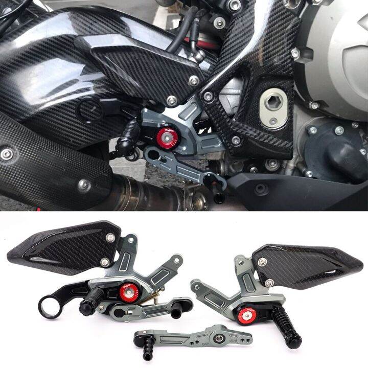 ที่วางเท้า-s1000r-s1000rr-คาร์บอนไฟเบอร์อุปกรณ์เสริมรถจักรยานยนต์แบบใหม่ฝาหลังปรับได้ปลอกคาร์บอนไฟเบอร์ที่วางเท้าด้านหลังที่วางเท้า1000-r-r-r