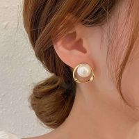 Korea New Fashion Gold Silver Color Cross Pearl stud Earrings for Women Elegant Cute Pearl Earrings Brincos Jewelry Adhesives Tape