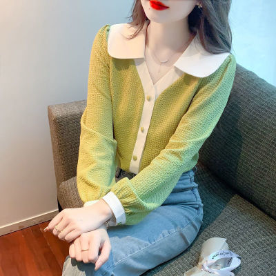 Elegant Spring And Autumn 2023 Spring And Autumn New Long Sleeve Chiffon Shirt Womens Chic Small Top Western Style Base Shirt