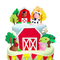 13pcs Farm Animal Cake Topper Pig Cow Cake Decorations Ornaments For Baby Shower Favors Supplies Farm Theme Birthday Party Decor