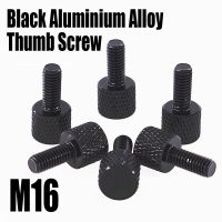 1PCS M16 Black Aluminium Alloy Thumb Screw Cylindrical Head Plain Type Knurled Head Manual Adjustment Screw For Computer Case Nails Screws  Fasteners