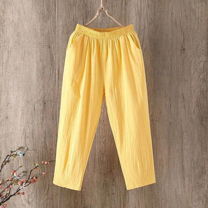 fashion-cotton-linen-harem-pants-women-summer-loose-4xl-solid-color-pants-high-waist-elastic-female-ankle-length-pants