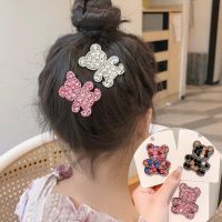 Fashion Luxury Rhinestone Bear Hairclip Cute Multicolor Bear Hairpins for Women Girls Makeup Washing Face Bangs Hairgrip Gifts