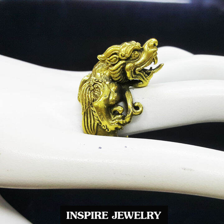 inspire-jewelry-แหวนปี่เซี้ยะ-หล่อจากทองเหลืองนอกทั้งวง-สรีระสวยงามมาก-แหวนมงคลดูดทรัพย์