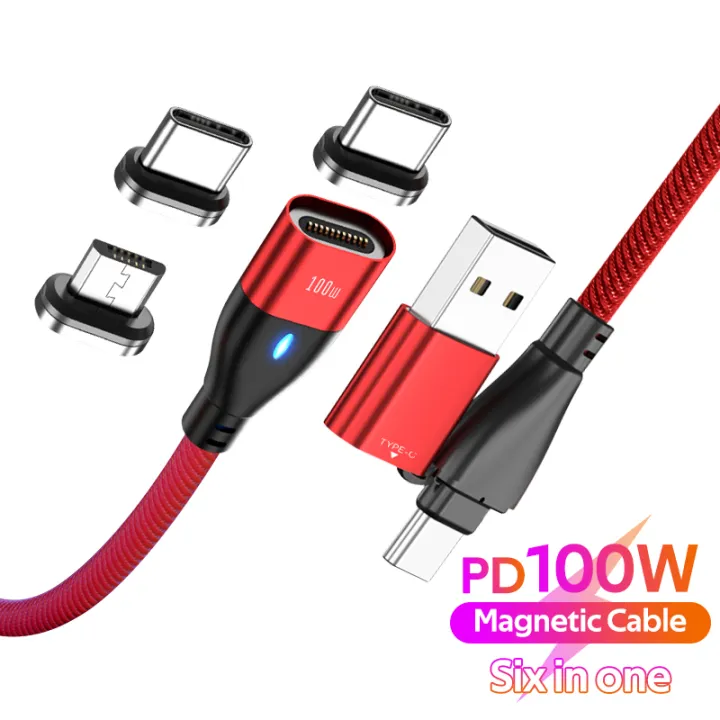 3 in 1 100W PD Fast Charger usb c Cable Type c Micro usb Lighting Magnetic Data Cables Charging Wire for Macbook laptop for iPhone Huawei Mobile Phone Cables 1/1.8M(1 cable+1 plugs)