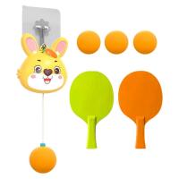 Ping-Pong Trainer Cartoon Rabbit Table Tennis Exerciser with Adjusatble String Pingpong Self Training Toys Sparring Device Improve Hand-Eye Coordination heathly